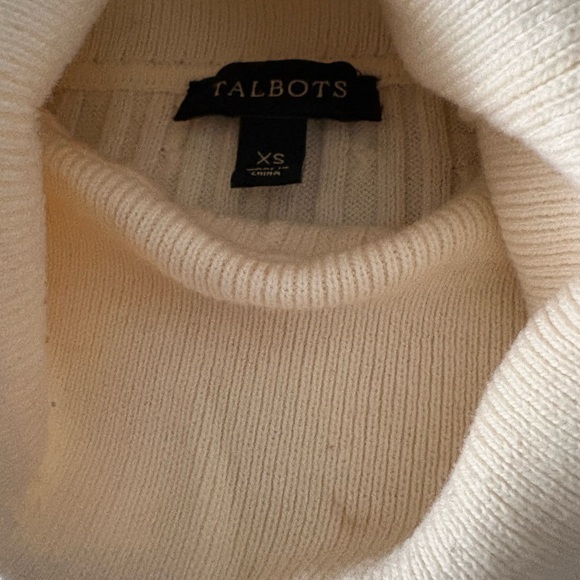 Talbots Ivory Ribbed Turtleneck Sweater - Picture 3 of 4